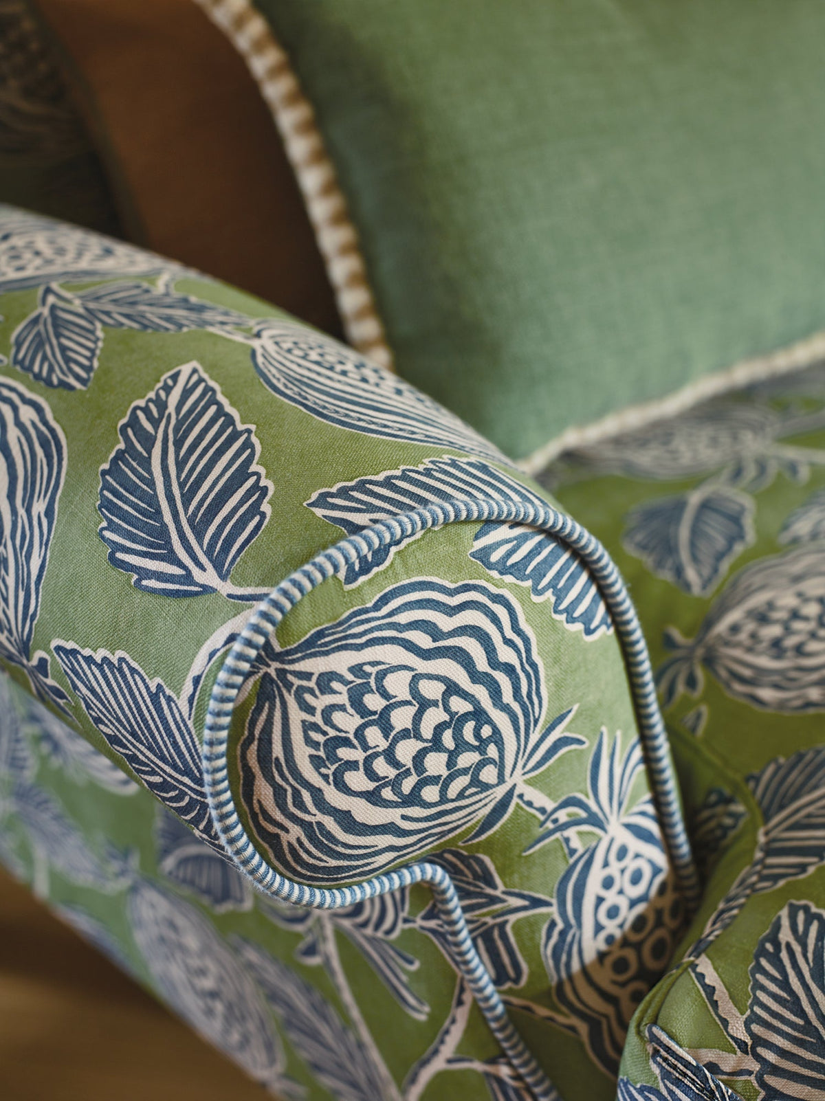 Averly Mineral Fabric by Romo in a room