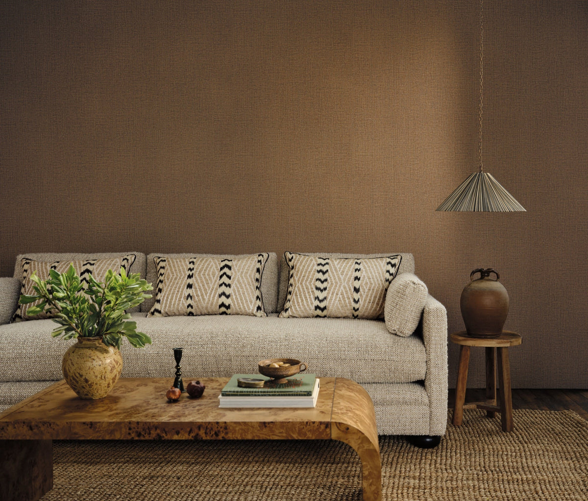 Indu Otillo Charcoal Fabric by Romo in a room