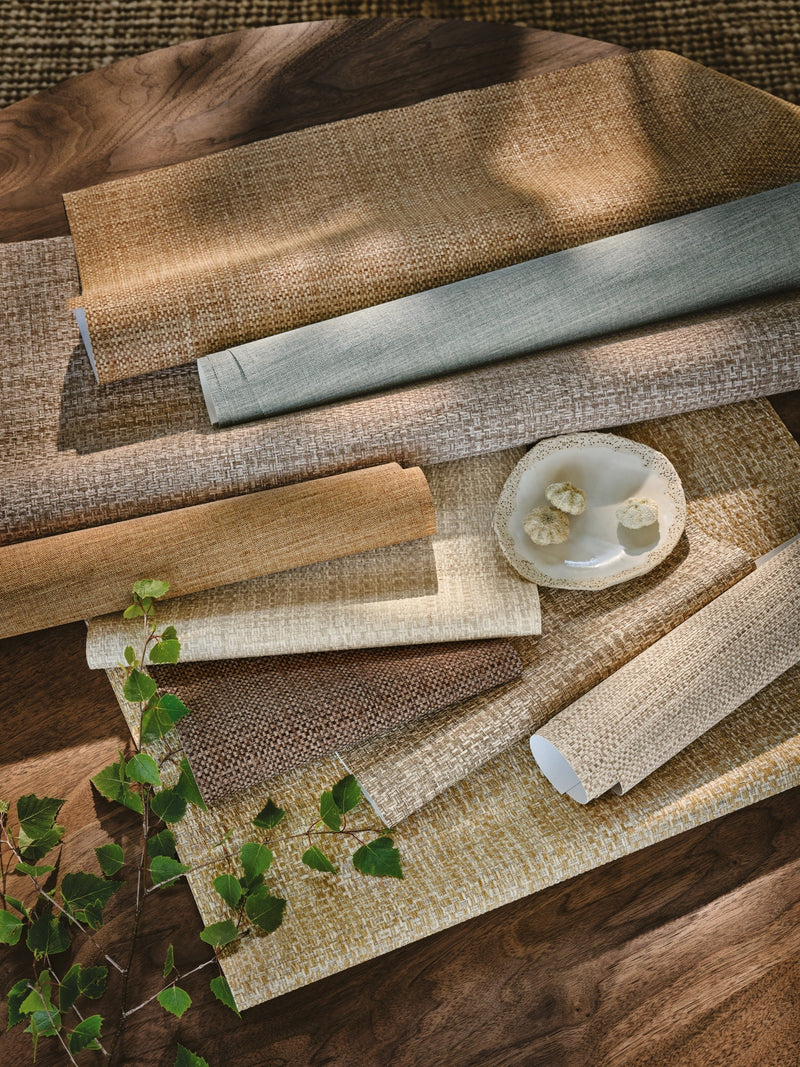 Nysa Linen Caspian Textured Wallcoverings Vol.II Wallpaper by Romo in a room