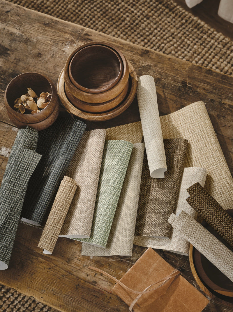 Neri Raffia Shadow Textured Wallcoverings Vol.II Wallpaper by Romo in a room
