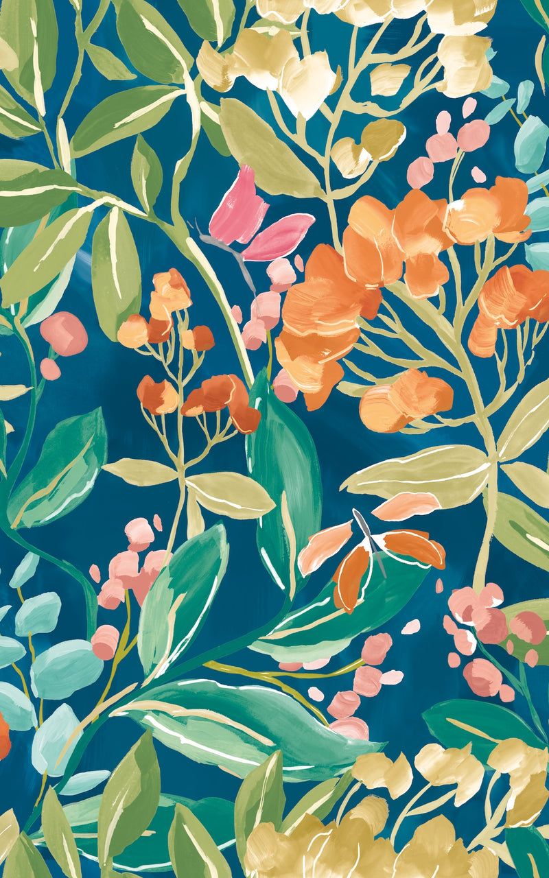 RON50105W Florence Indigo Wallpaper by Ohpopsi