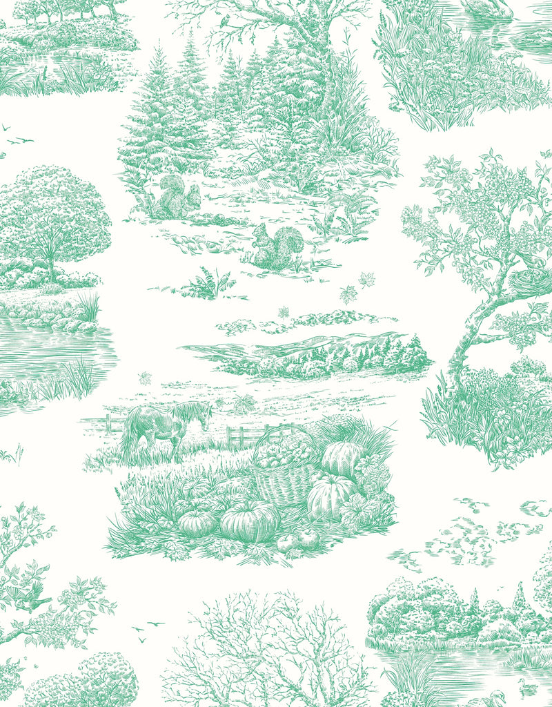 RON50124W Eve Toile Jade Wallpaper by Ohpopsi