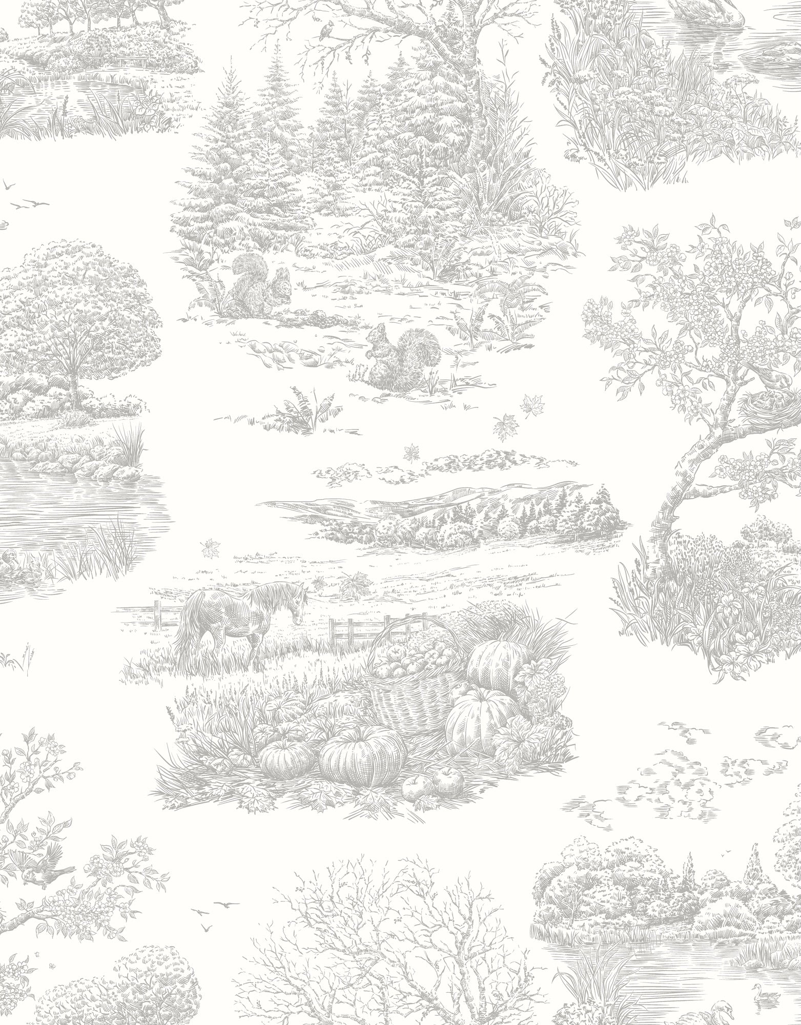 RON50126W Eve Toile Dove Wallpaper by Ohpopsi