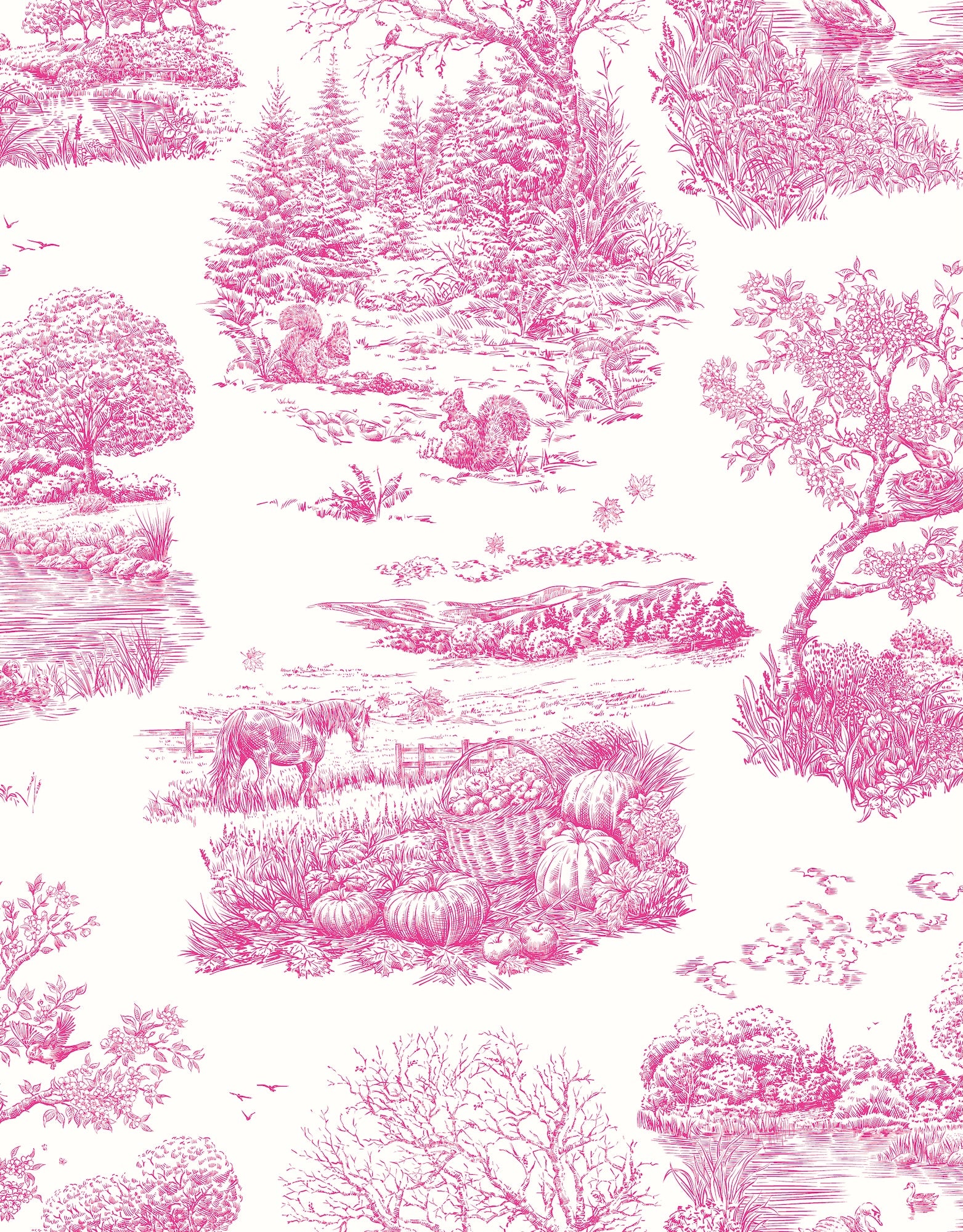 RON50128W Eve Toile Magenta Wallpaper by Ohpopsi
