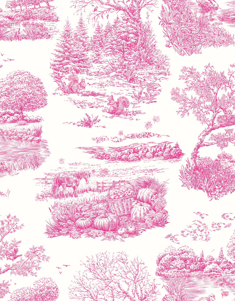 RON50128W Eve Toile Magenta Wallpaper by Ohpopsi