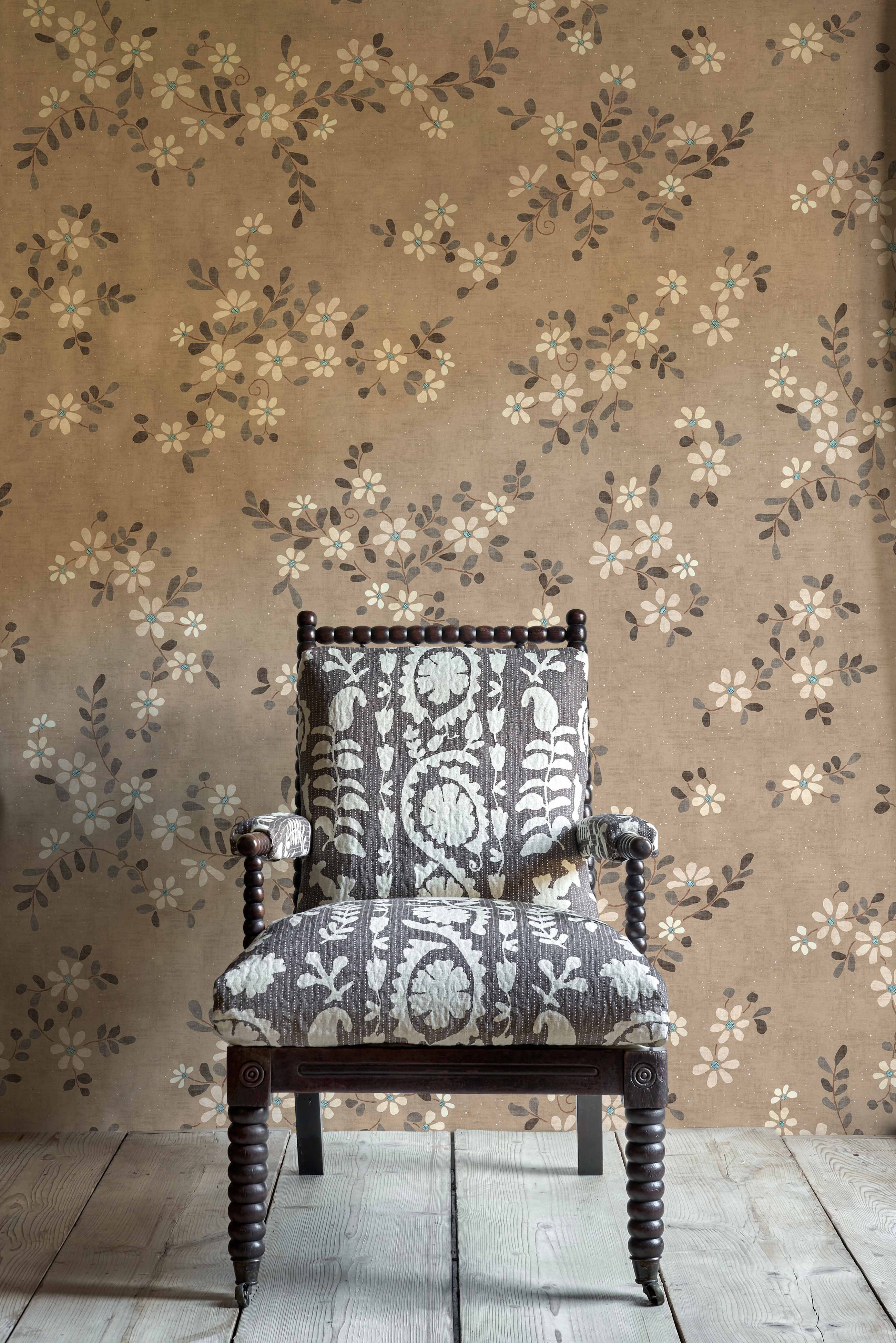 Rosetta Cinders Sprigs & Twigs Fabric by Lewis & Wood
