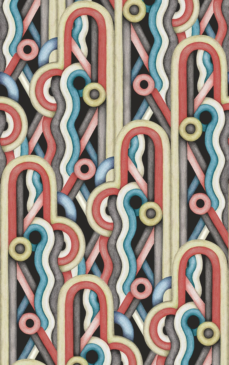 RU3401-1 Caligrama Black Rúbrica Wallpaper by Tres Tintas
