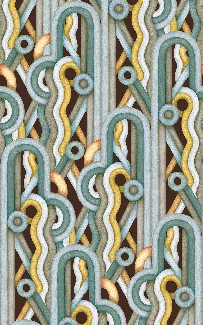 RU3401-2 Caligrama Brown Rúbrica Wallpaper by Tres Tintas