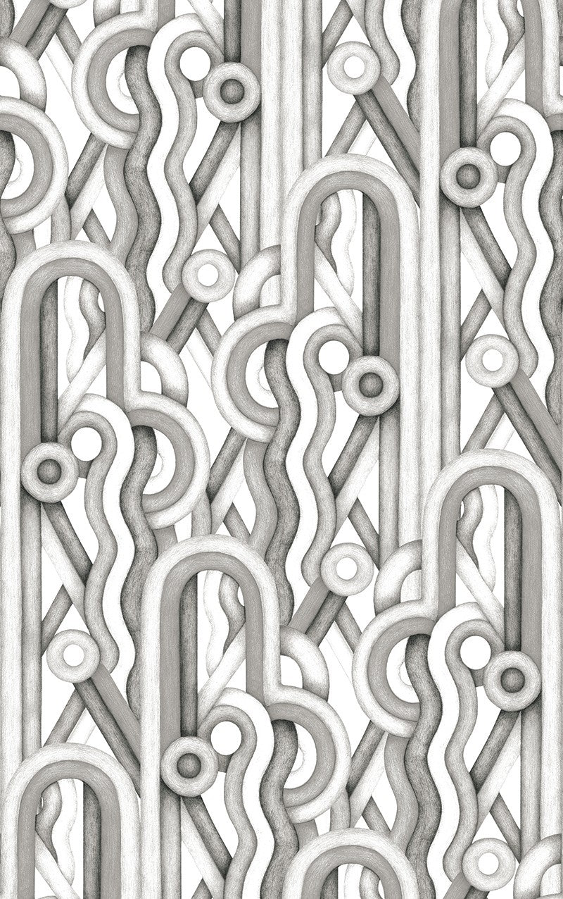 RU3401-5 Caligrama Black Rúbrica Wallpaper by Tres Tintas