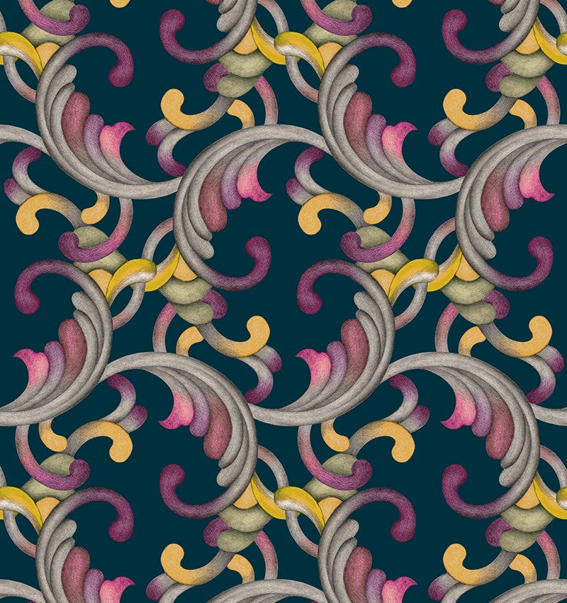 RU3403-4 Romance Green Rúbrica Wallpaper by Tres Tintas
