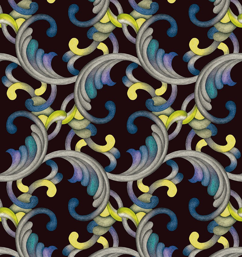 RU3403-5 Romance Blue Rúbrica Wallpaper by Tres Tintas