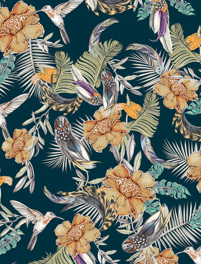 RU3404-5 Lírica Green Rúbrica Wallpaper by Tres Tintas