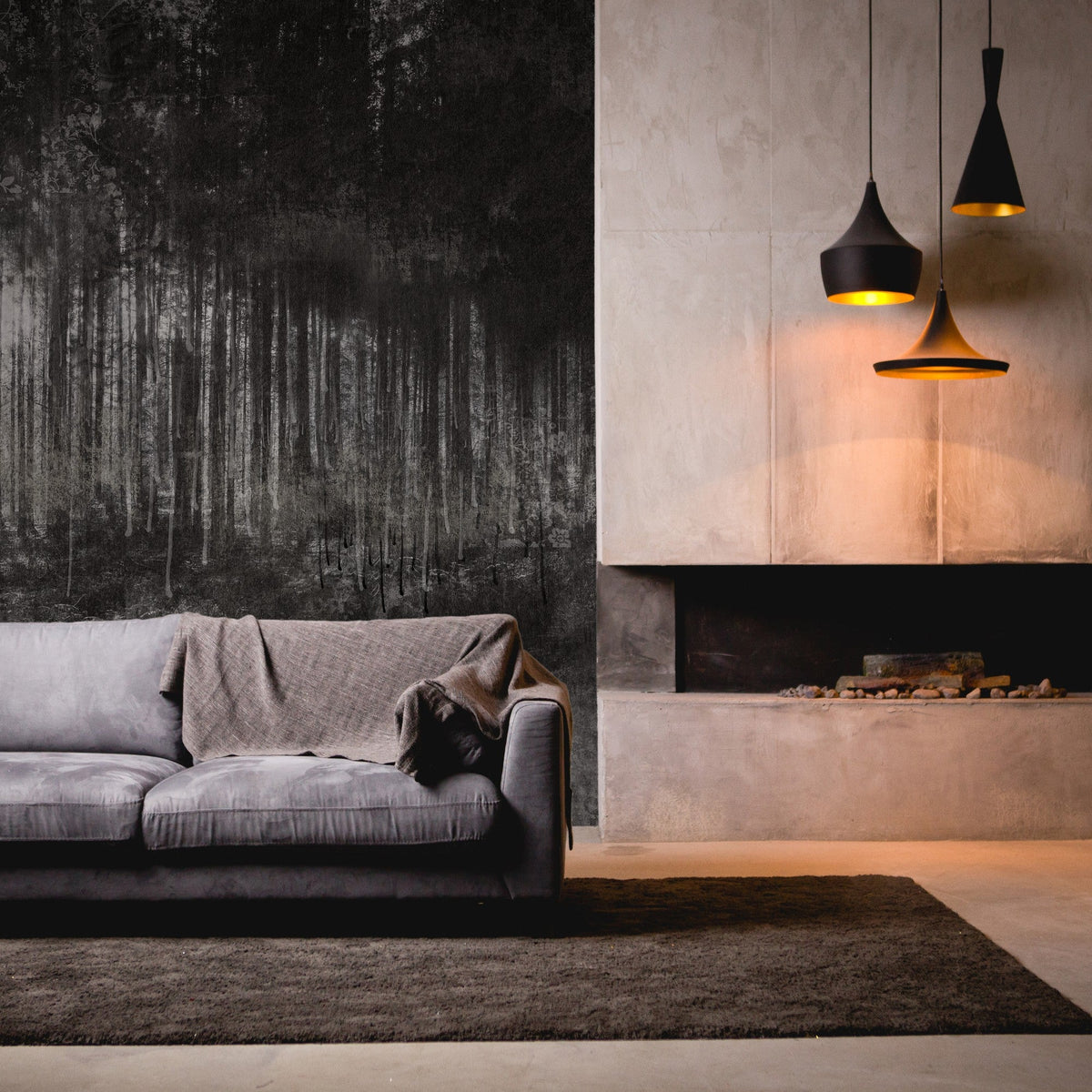 M3501-3 Acasia Black Gaia Mural by Tres Tintas