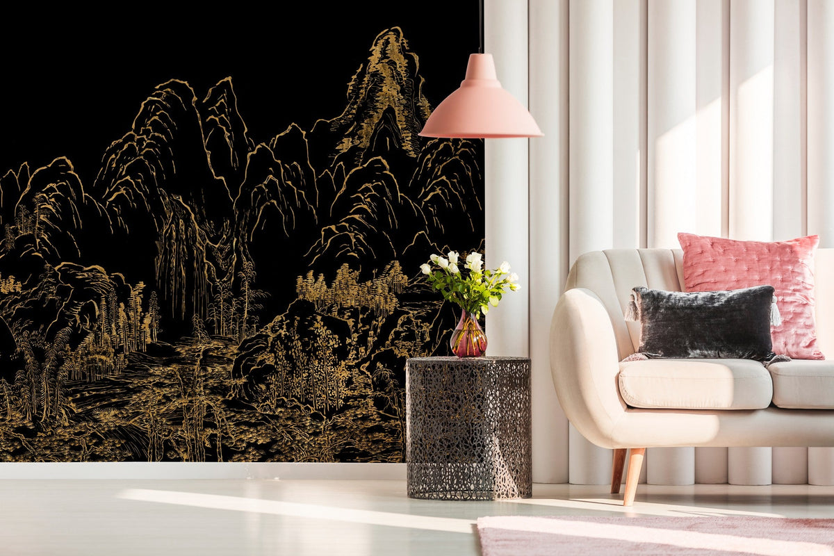 M3512-1 Zen Black Gaia Mural by Tres Tintas
