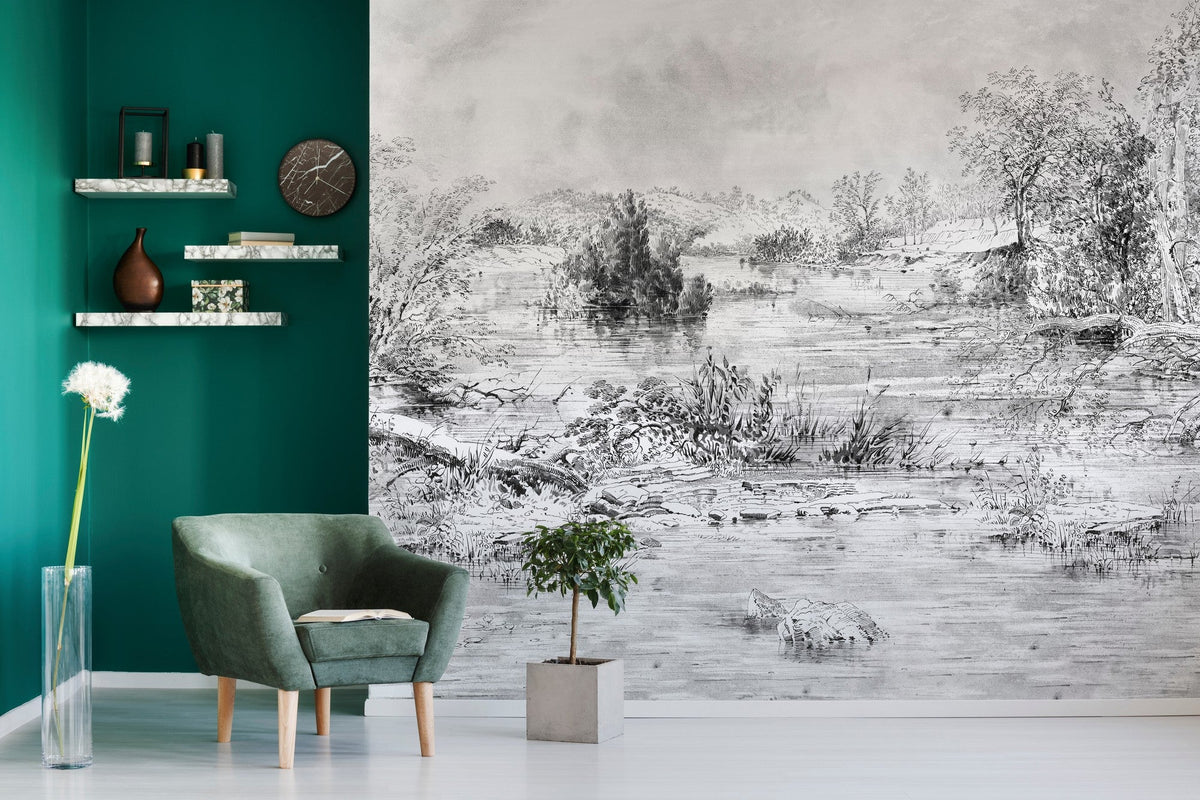 M3517-1 Brezo Black Gaia Mural by Tres Tintas