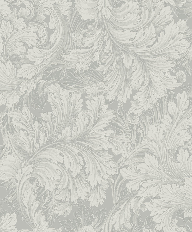 A68901 Rossetti Acanthus Leaves Grey Wallpaper by Grandeco