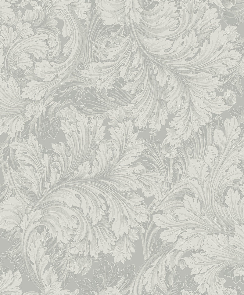 A68901 Rossetti Acanthus Leaves Grey Wallpaper by Grandeco