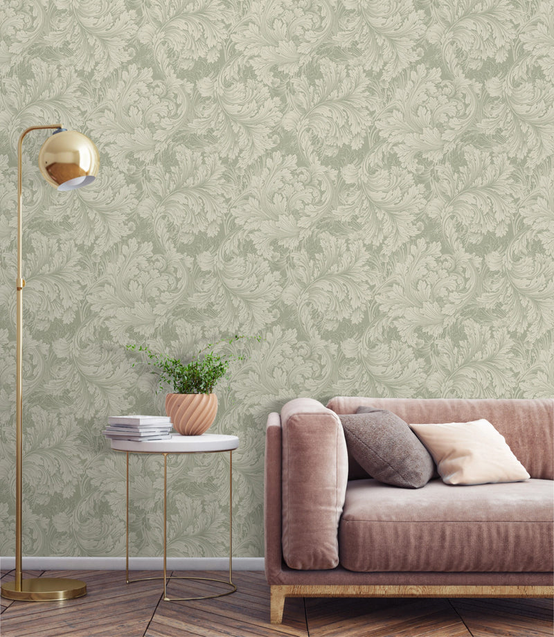 A68903 Rossetti Acanthus Leaves Green Wallpaper by Grandeco