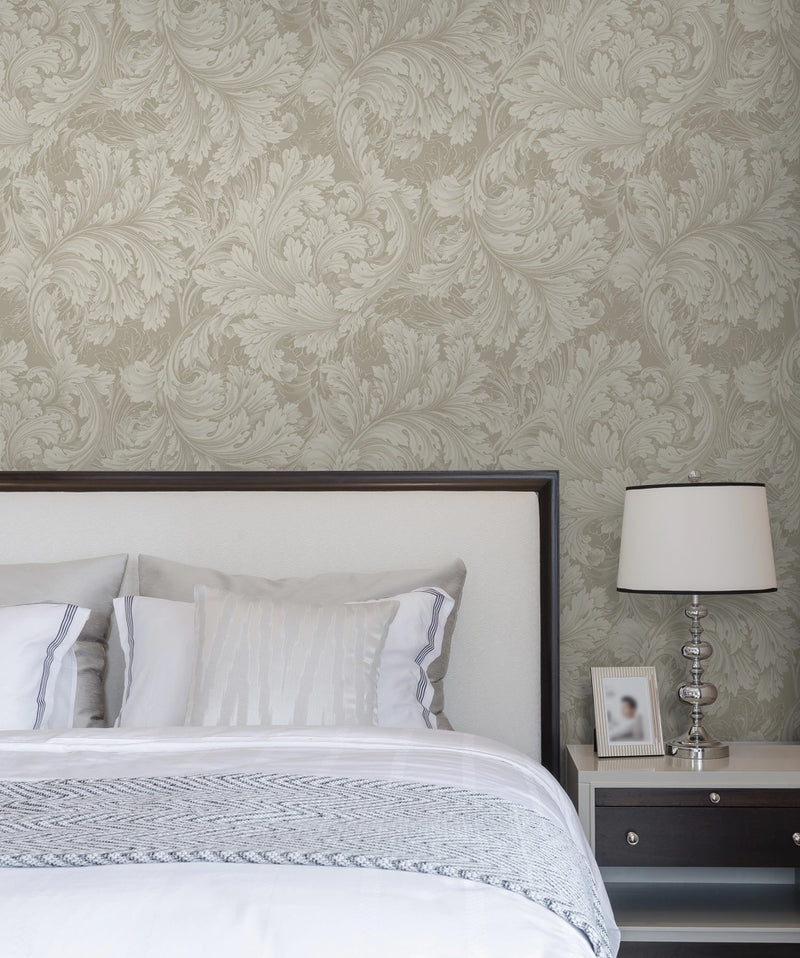 A68904 Rossetti Acanthus Leaves Taupe Wallpaper by Grandeco