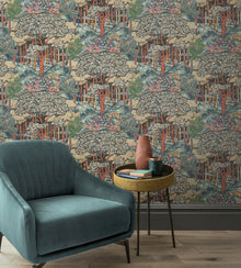 Ruskin Original Brantwood Teal Wallpaper By GP & J Baker