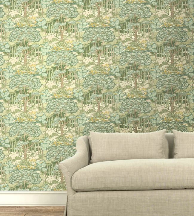 Ruskin Original Brantwood Green Wallpaper By GP & J Baker