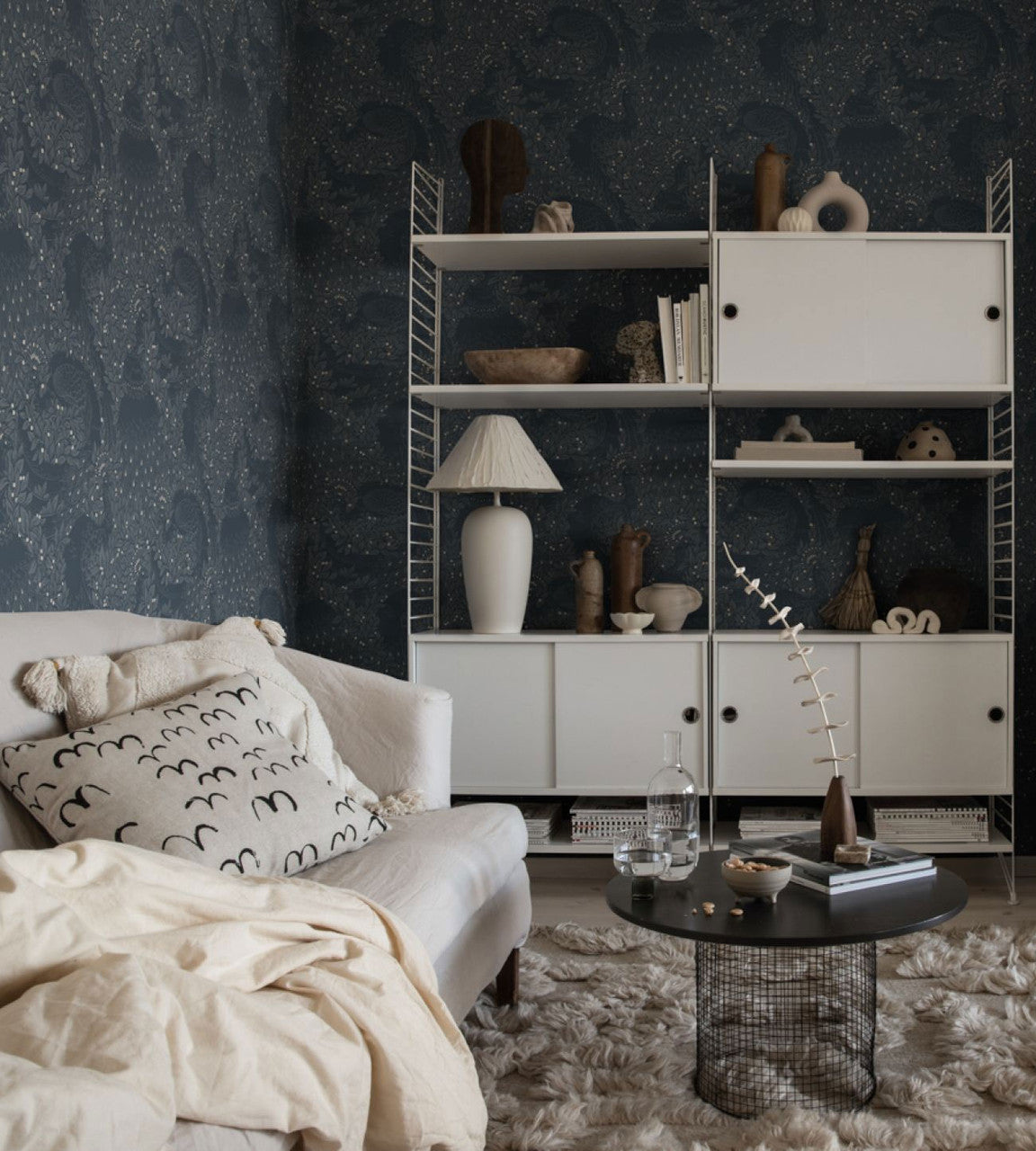 S10126 Evelina Jordnara Indigo Blue Wallpaper By Sandberg