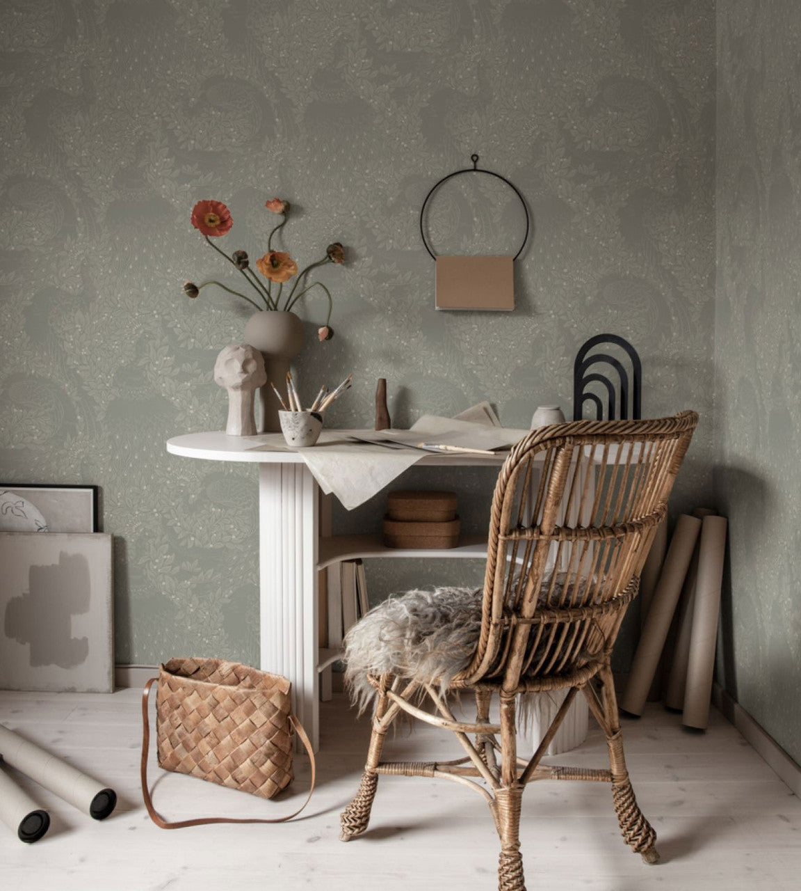 S10127 Evelina Jordnara Sage Green Wallpaper By Sandberg
