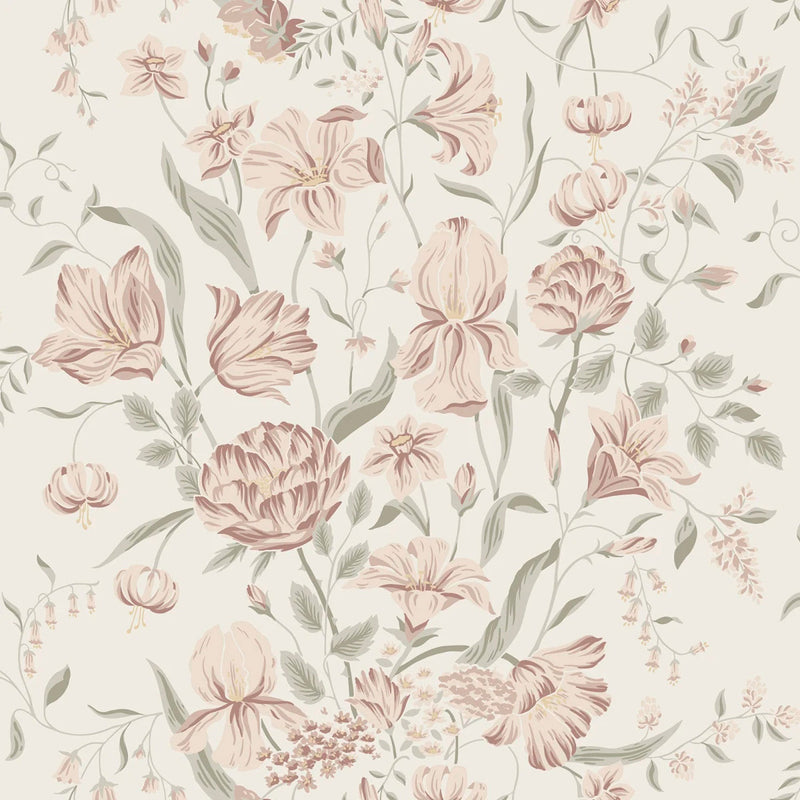 S10164 Karins Bukett Huset I Solen Powder Pink Wallpaper By Sandberg