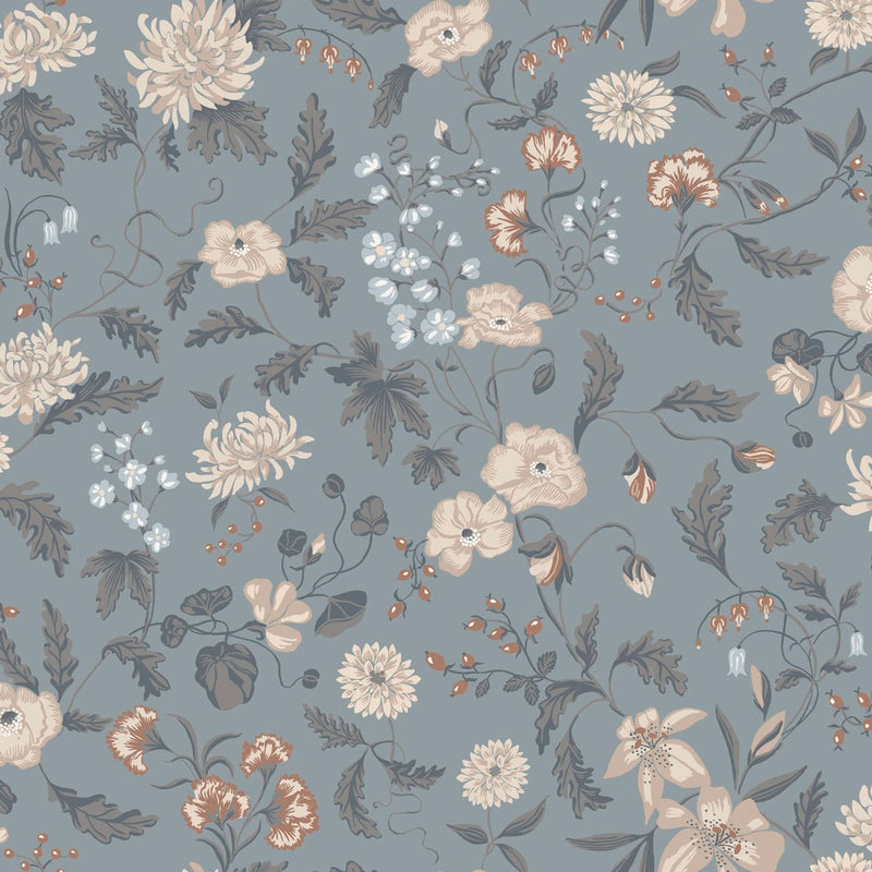 S10165 Till Karin Huset I Solen Folklore Blue Wallpaper By Sandberg