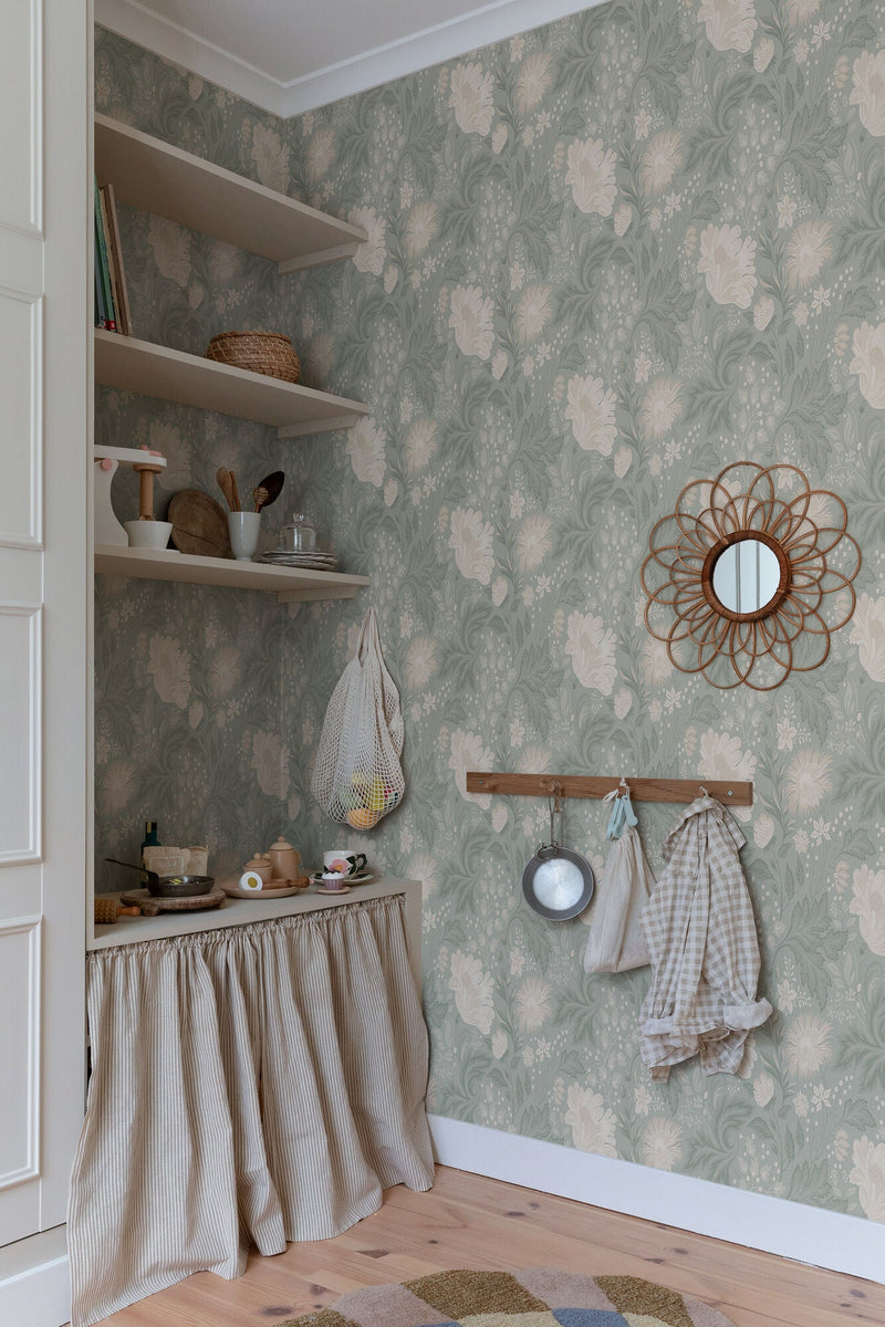 S10180 Sage Green Ava Villa Dalarö II Wallpaper by Sandberg