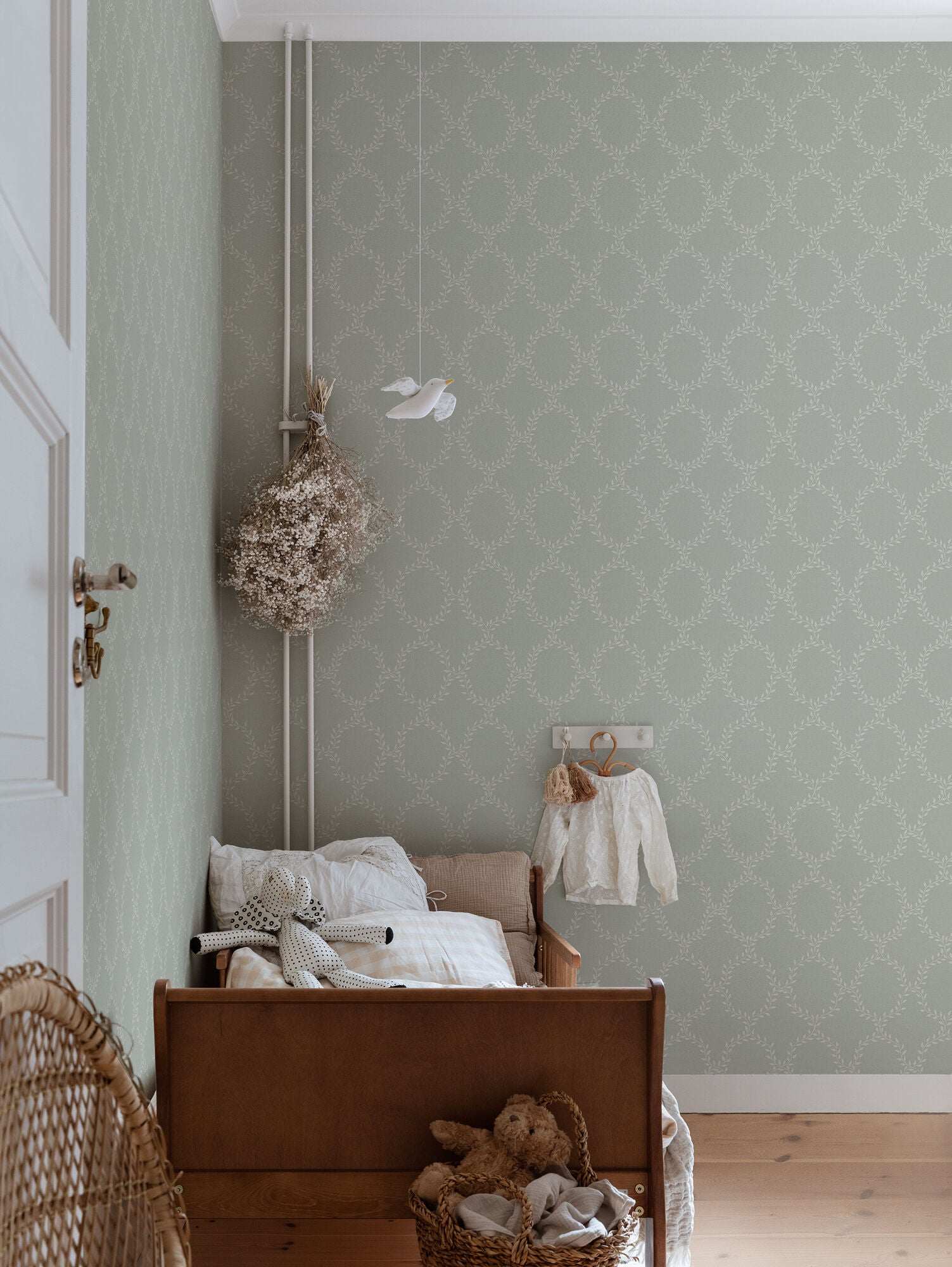 S10201 Sage Green Wilma Villa Dalarö II Wallpaper by Sandberg