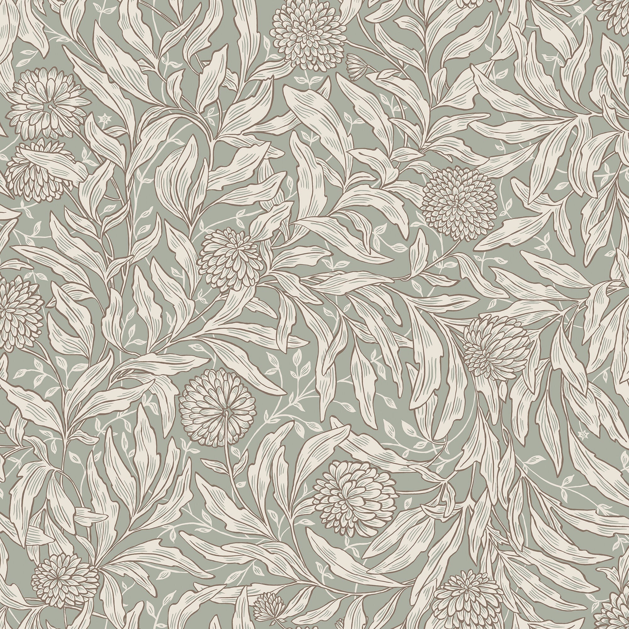 S10204 Sage Green Olof Villa Dalarö II Wallpaper by Sandberg