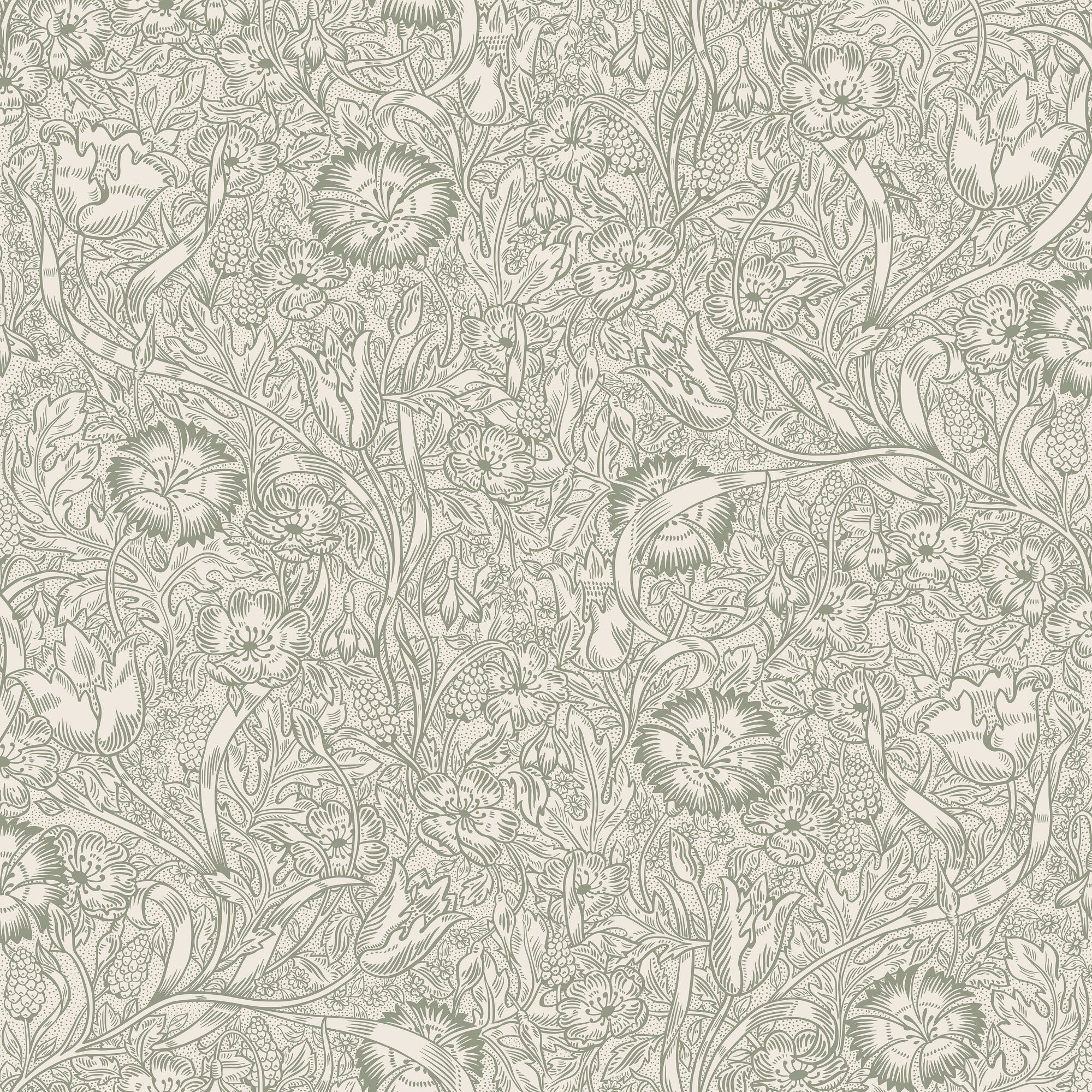 S10210 Moss Green Caroline Villa Dalarö II Wallpaper by Sandberg
