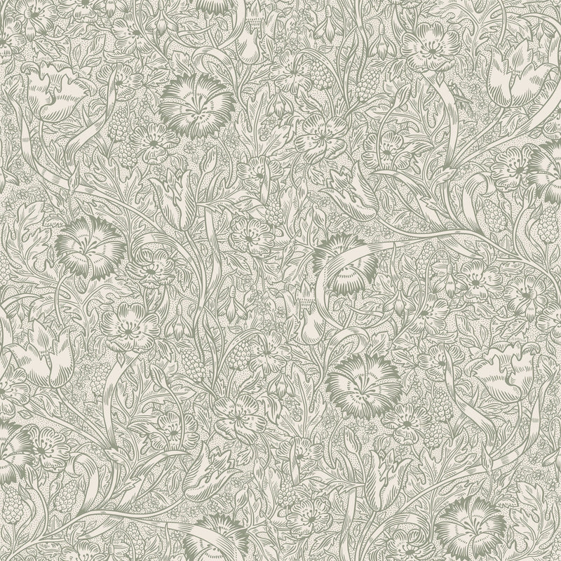 S10210 Moss Green Caroline Villa Dalarö II Wallpaper by Sandberg