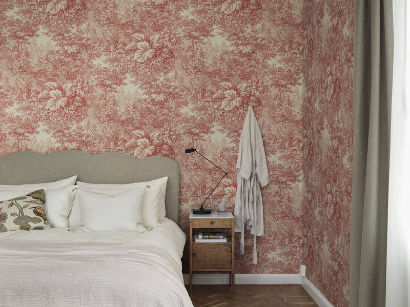 S10401 Red Forest Toile Tidlösa Mural by Sandberg