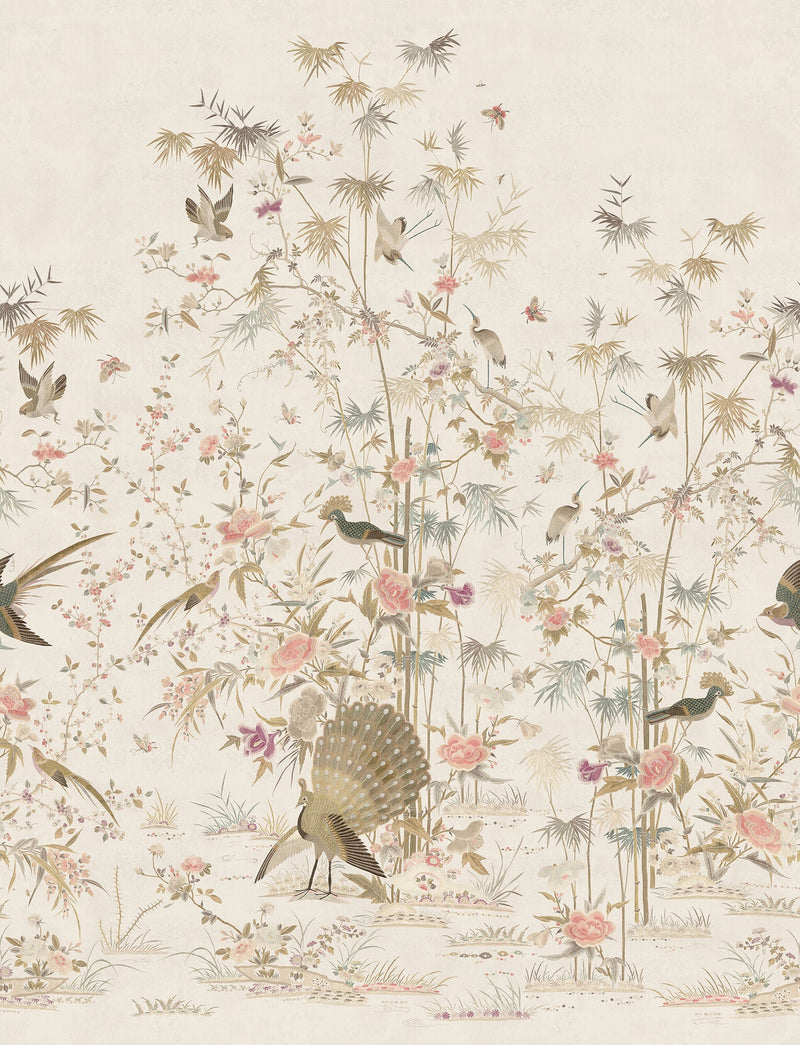 S10415 Eggshell Chinoiserie Garden Chinoiserie Garden Mural by Sandberg