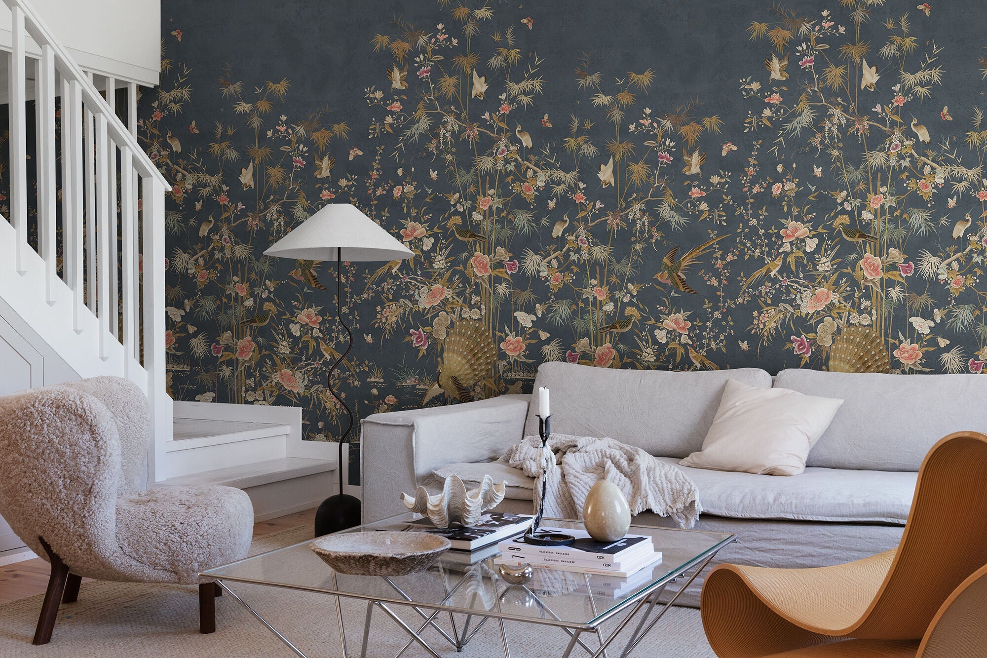 S10416 Dark Blue Chinoiserie Garden Chinoiserie Garden Mural by Sandberg