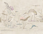 S10418 Sandstone Seabirds Chinoiserie Garden Mural by Sandberg