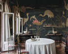 S10419 Dark Blue Seabirds Chinoiserie Garden Mural by Sandberg