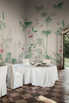 S10420 Green Bamboo Grove Chinoiserie Garden Mural by Sandberg