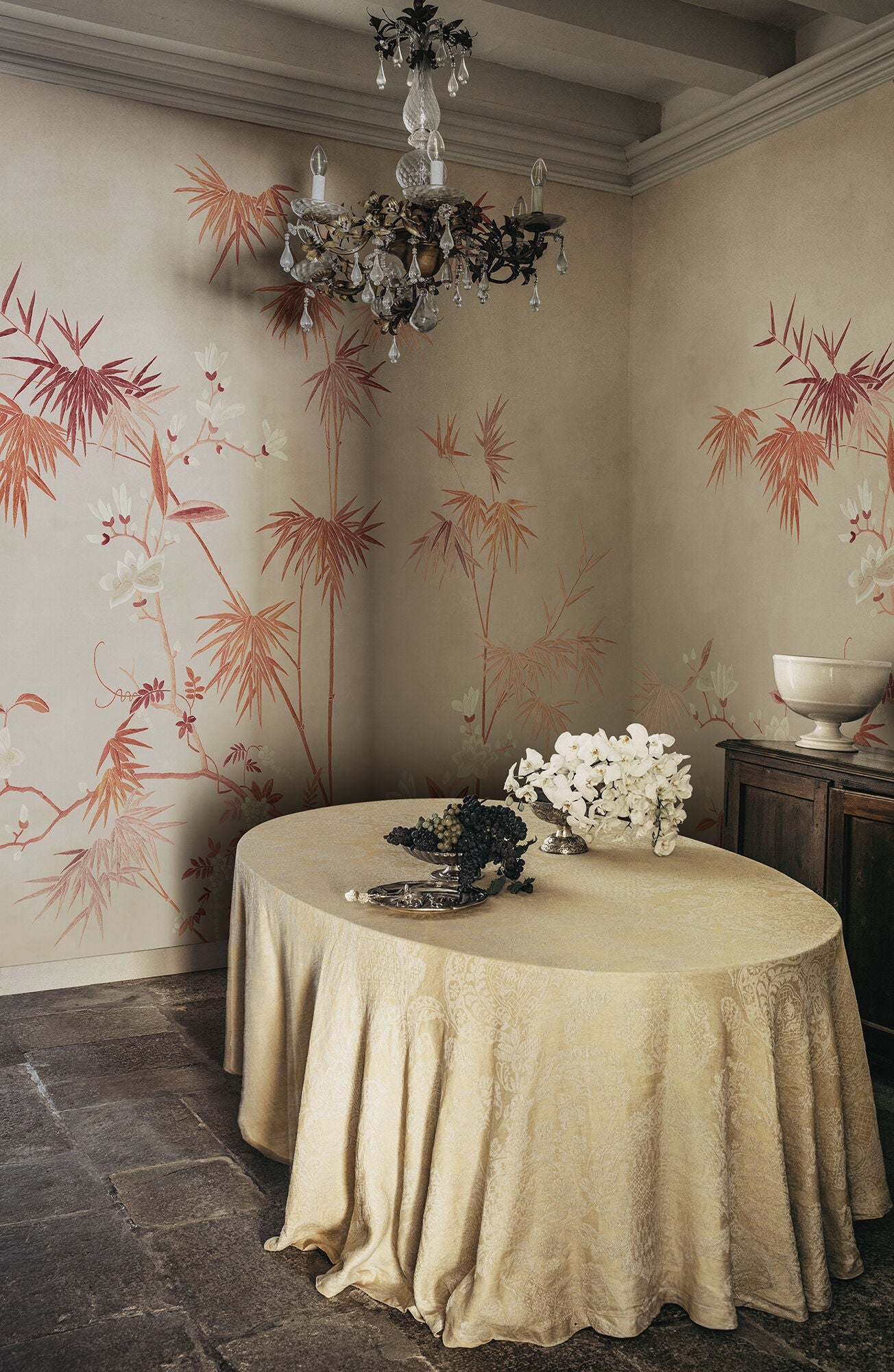 S10421 Clay Bamboo Grove Chinoiserie Garden Mural by Sandberg