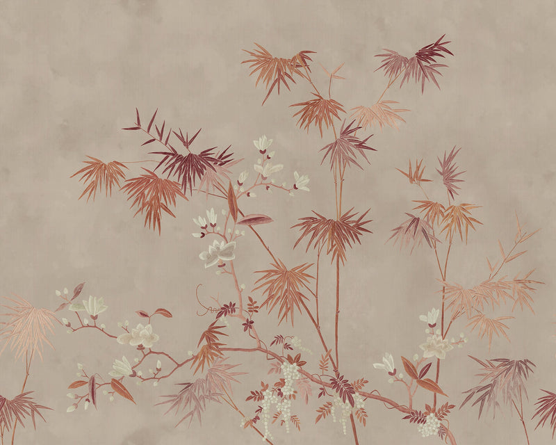 S10421 Clay Bamboo Grove Chinoiserie Garden Mural by Sandberg