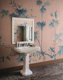 S10422 Pink Bamboo Grove Chinoiserie Garden Mural by Sandberg