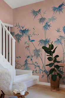 S10422 Pink Bamboo Grove Chinoiserie Garden Mural by Sandberg