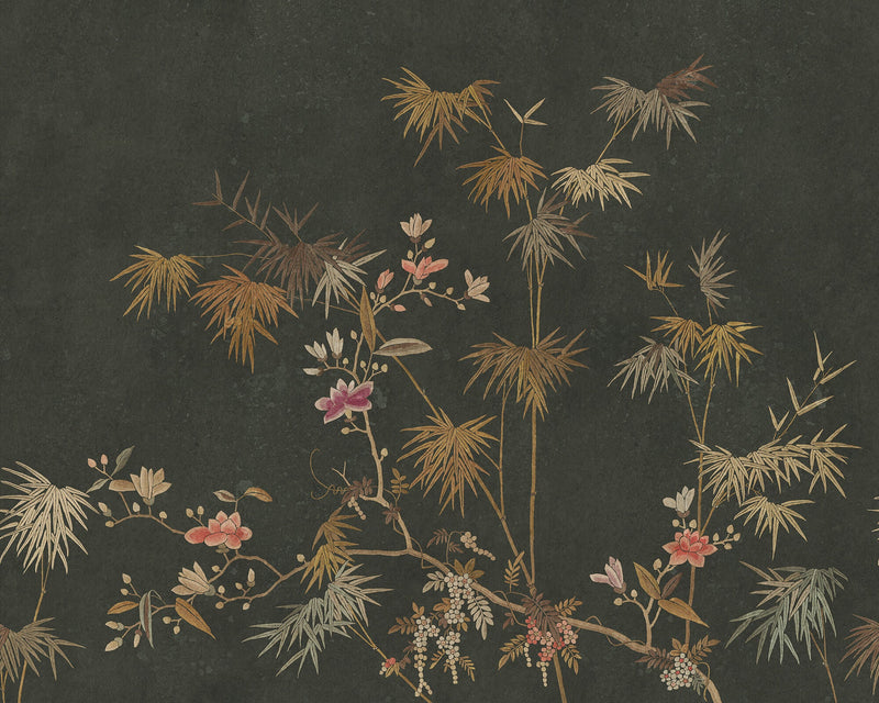 S10423 Dark Bamboo Grove Chinoiserie Garden Mural by Sandberg