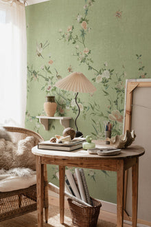 S10425 Green Bloom Chinoiserie Garden Mural by Sandberg