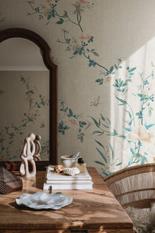 S10426 Gray Bloom Chinoiserie Garden Mural by Sandberg