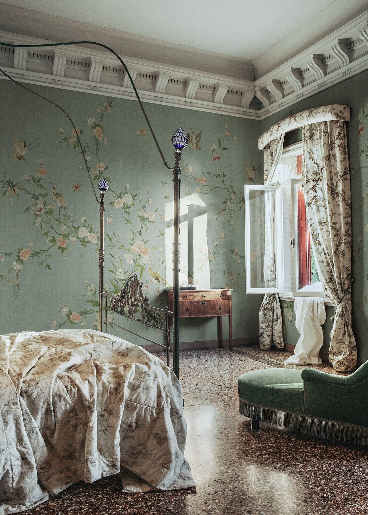 Teal Bloom Chinoiserie Garden Mural by Sandberg