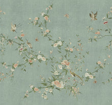 S10427 Teal Bloom Chinoiserie Garden Mural by Sandberg