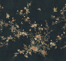 S10428 Midnight Blue Bloom Chinoiserie Garden Mural by Sandberg